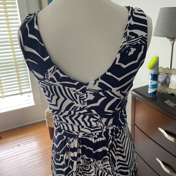 Lilly Pulitzer Blue White Animal Print Zebra Jersey Knit Maxi Dress Sz S - Picture 3 of 5